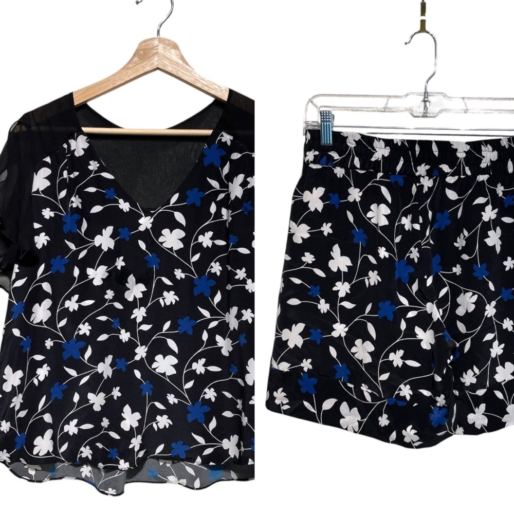 Amour Vert Floral Silk Top and Shorts Set